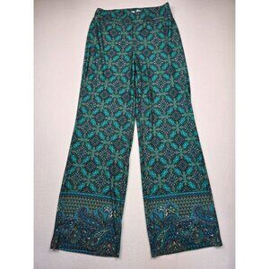 Kim Rogers Womens S Paisley Print Wide Leg Pants Boho Flowy Loose Festival